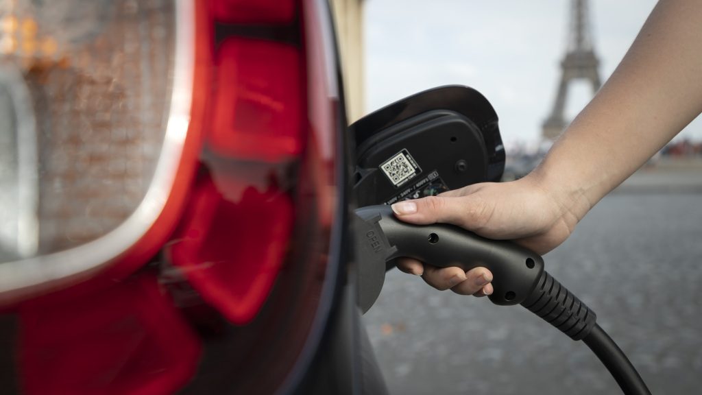 Electric Daimler car being charged