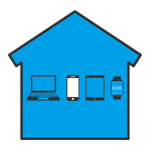 house with tech items to show a family branding strategy